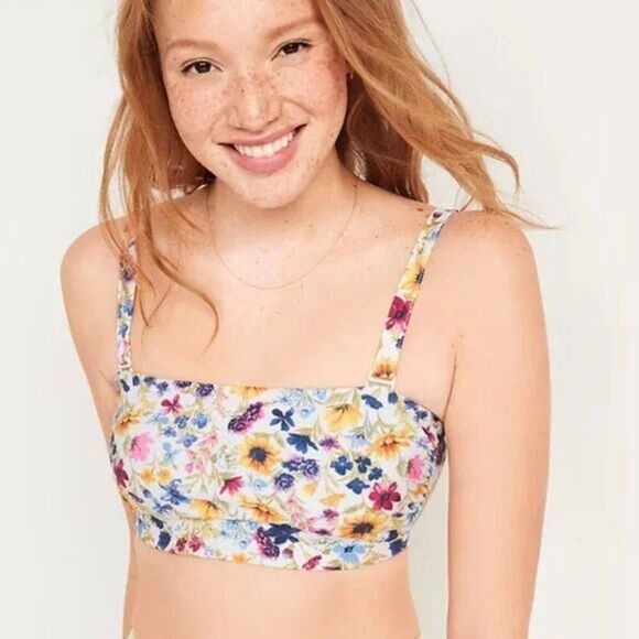 Old Navy Printed Bandeau Swim Top & High Waist Bottoms Wildflower Size S/XS - Picture 1 of 7
